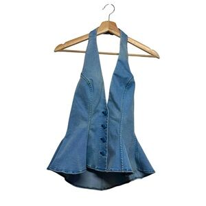 Lovers + Friends Blue Halter Top